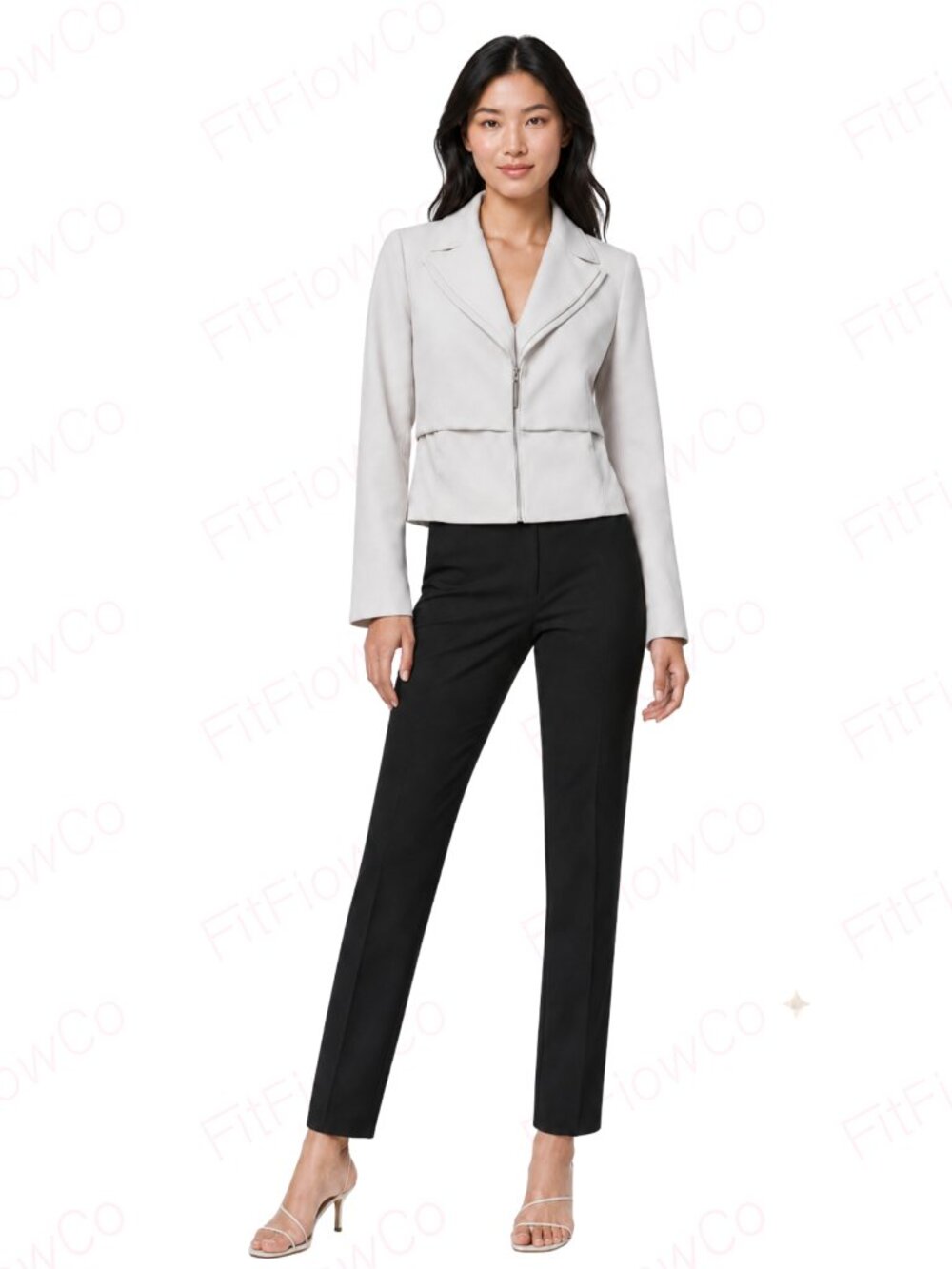 White House Black Market Ivory Ecru Cropped Structured Blazer Jacket Size 6